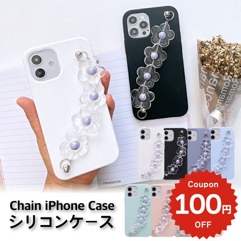 iphone17 ケース かわいい 韓国 花 シリコン チェーン iphone16 pro ケース  ...