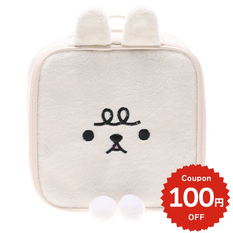 アニマルモチーフスクエアポーチ ホワイト 化粧 ポーチ メイク コスメ 小物入れ