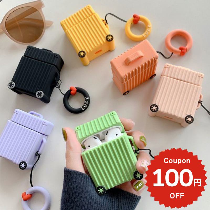 Rakuten - airpods ケース 韓国 エアポッズ ケース 第1世代 第2世代 カバー イヤホンケース かわいい キャリー エアーポッズ ケース フィンガーリング カバー シリコン ストラップ付き シンプル カバー