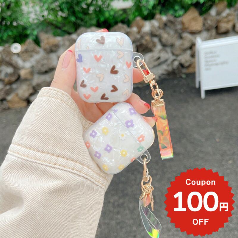乐天商城 - airpods ケース 韓国 airpods proケース おしゃれ 第2世代 ケース カバー airpods 2 3 第3世代 第1世代 第2世代対応 ハート フラワー 花 シェル パール チャーム