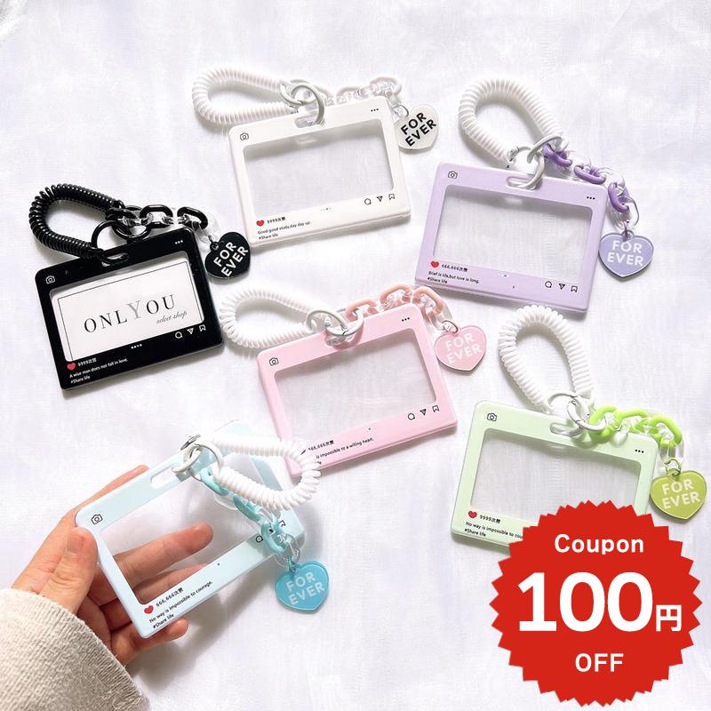 定期入れ カード入れ カードケース パスケース カード収納 IDケース 社員証 韓国 チャーム Instagram 写真 デザイン かわいい おしゃれ 学生 レディース