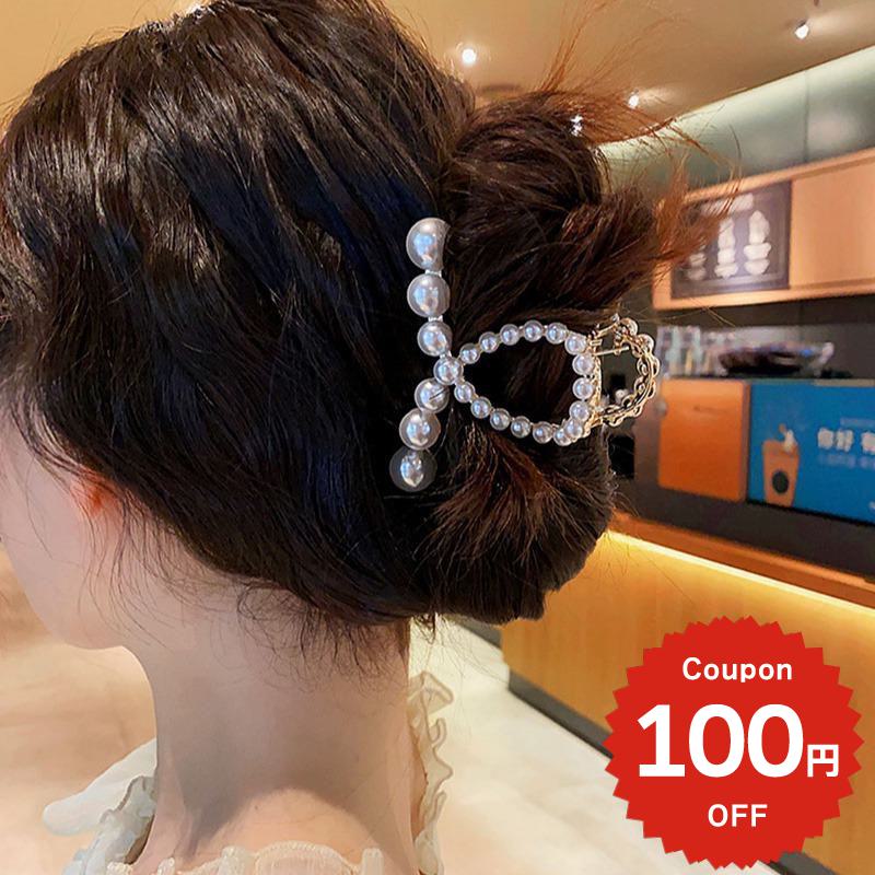 バンスクリップ ヘアアクセサリー 韓国 大きめ ゴールド パール リボン おしゃれ かわいい ヘアクリップ レディース 大人 女子 髪留 まとめ髪 しっかり挟むのサムネイル