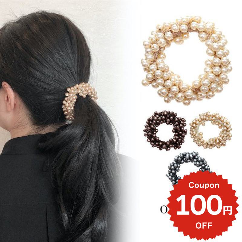 Rakuten - ヘアアクセサリー ヘアゴム パールゴージャスヘアゴム パール 大人 ニュアンス シンプル 簡単 髪留め 可愛い お洒落 レディース