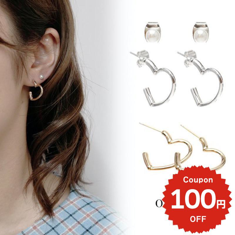 ハートモチーフハーフリングピアス ゴールド ハート キラキラ ピアス アクセサリー レディース シンプル かわいい 華奢 揺れる 結婚式 大人 おしゃれ(4.0)