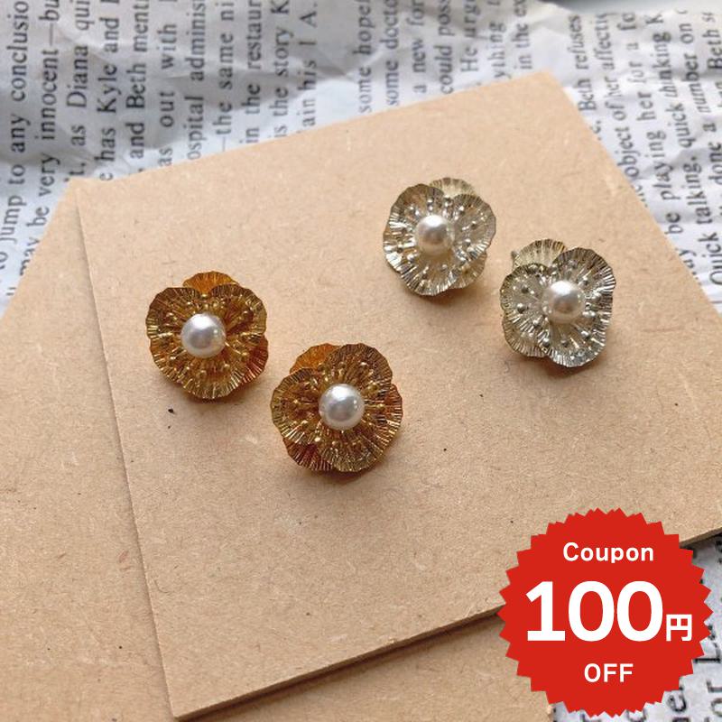 樂天商城 - アクセサリー ピアス パール メタルフラワーパールポイントピアス 小さめ デイリー レディース シンプル おしゃれ onlyou オンリーユー