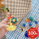 アクセサリー 韓国 チャーム キーリング キーホルダー スマイル フラワー フリンジ バッグ ポーチ かわいい シンプル おしゃれ 飾り バッグチャーム お揃い ペア