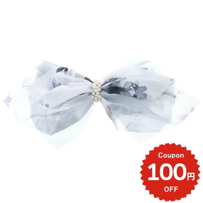 レトロフラワーパールリボンクリップピン シフォン 髪留め ヘアアクセサリー ヘアクリップ ヘアピン on..