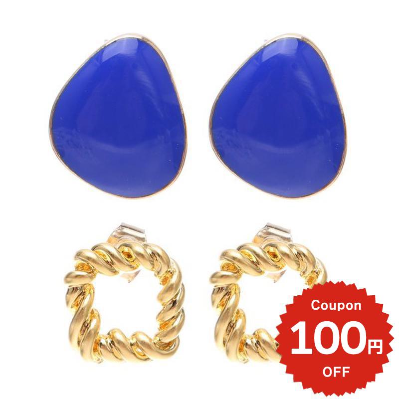 変形ラウンド×ロープゴールドピアスセット アクセサリー レディース シンプル おしゃれ onlyou オンリーユー