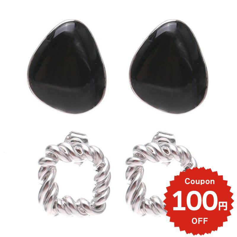 変形ラウンド×ロープゴールドピアスセット アクセサリー レディース シンプル おしゃれ onlyou オンリーユー