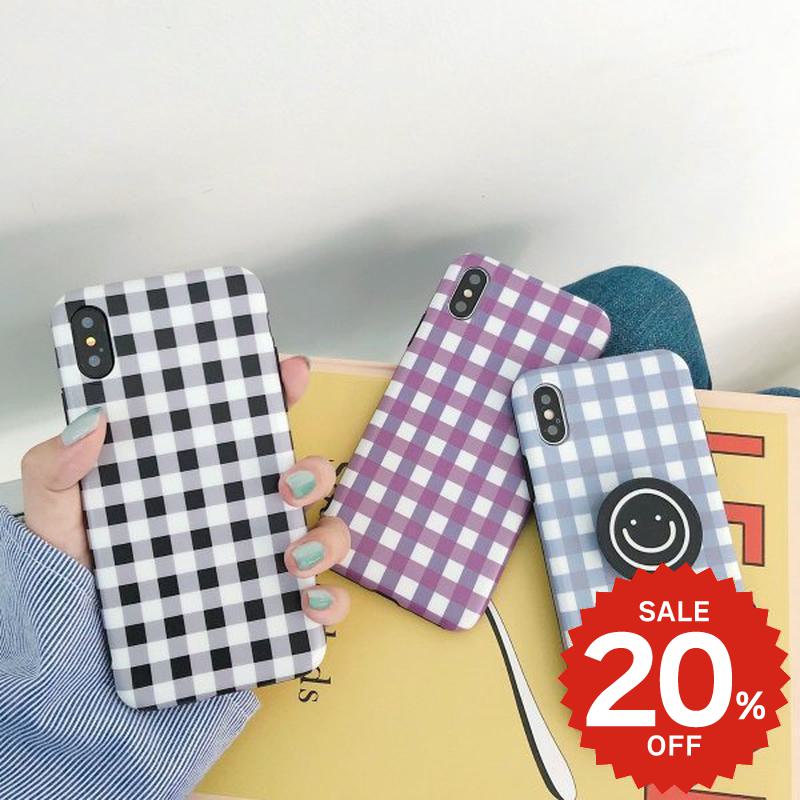iphonexr ケース 韓国 iphone11proケース iPhone ケース pro max iphoneX ケース iphone11 ケース かわいい 大人かわいい おしゃれ ギンガムチェック スマイル グリップ