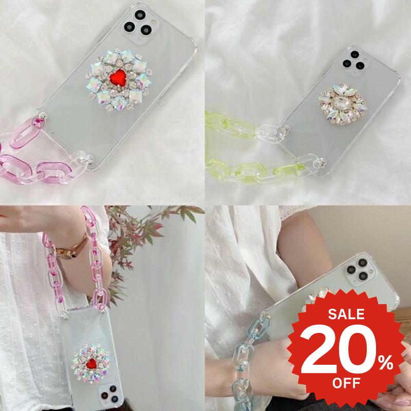 Rakuten - iphone11 ケース 韓国 iphone11proケース iPhone ケース pro max iphonese ケース iphonexr ケース iphonexs ケース かわいい 大人かわいい おしゃれ TPU キラキラ グリップ チェーン付き クリア 透明