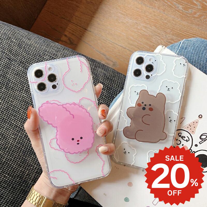 Rakuten - iphone12 ケース 大人かわいい mini pro max iphone11 アイフォン iPhone ケース iphonexrケース iphone se 韓国 大人 女子 TPU グリップ GRIP うさぎ くま クリア レディース