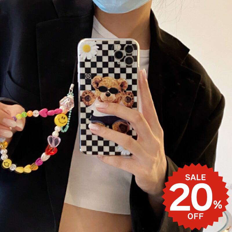 Rakuten - iphone13 ケース 韓国 かわいい iphone12 mini ケース iphone12 pro ケース iphone11 アイフォン iPhone ケース iphonese ケース アイフォン TPU チャーム くま ベアー チェック 透明 レディース お揃い