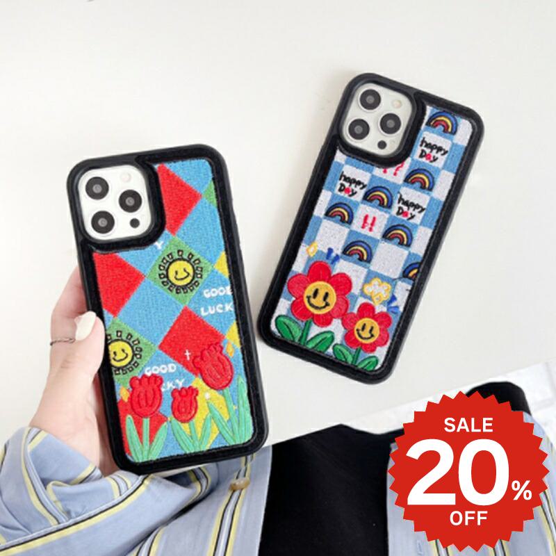 Rakuten - iphone11 ケース 韓国 かわいい iphone12 mini ケース iphone12 pro ケース iphone11 アイフォン iPhone ケース iphone11 pro ケース アイフォン TPU 刺繍 花 フラワー スマイル 総柄 レディース