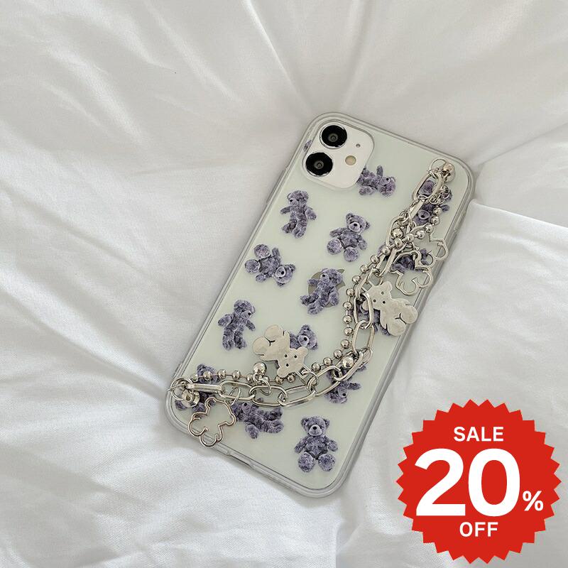 樂天商城 - iphone13 ケース 韓国 かわいい iphone12 mini ケース iphone12 pro ケース iphone11 アイフォン iPhone ケース iphonese ケース TPU くま ベアー チェーン クリア 透明 お揃い レディース