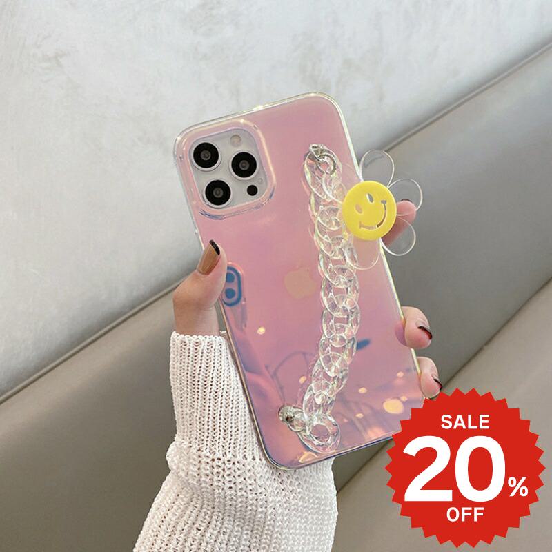 Rakuten - iphone13 ケース 韓国 かわいい iphone12 mini ケース pro iphone11 アイフォン iPhone ケース iphone13 ケース iphonese ケース シンプル オーロラ スマイル フラワー チェーン レディース