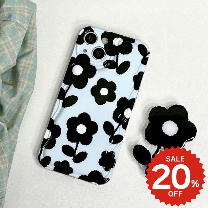 Rakuten - iphone13 ケース 韓国 かわいい iphone12 mini ケース iphone12 pro ケース iphone11 アイフォン iPhone ケース iphonese ケース TPU グリップ スタンド 花 フラワー 総柄 シンプル レディース