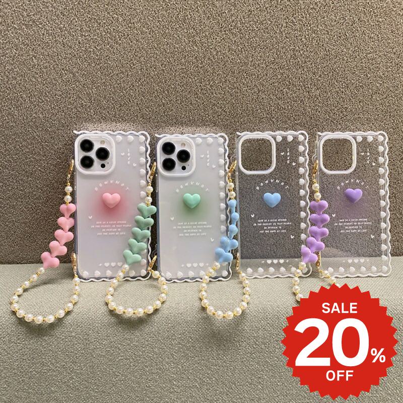 Rakuten - iphone13 ケース 韓国 かわいい iphone12 mini ケース iphone12 pro ケース iphone11 アイフォン iPhone ケース iphonese ケース TPU チャーム ストラップ ハート クリア レディース ペア