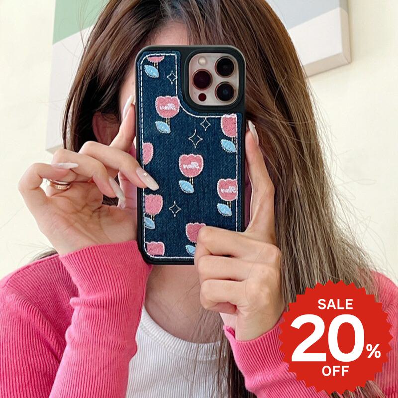 Rakuten - iphone14 ケース 韓国 かわいい 花 iphone13 ケース iphone14pro iphone13 pro iphone12 mini ケース iphone11 アイフォン iPhone ケース iphonese ケース 韓国 かわいい おしゃれ PC デニム 刺繍 チューリップ レディース 女性 ペア