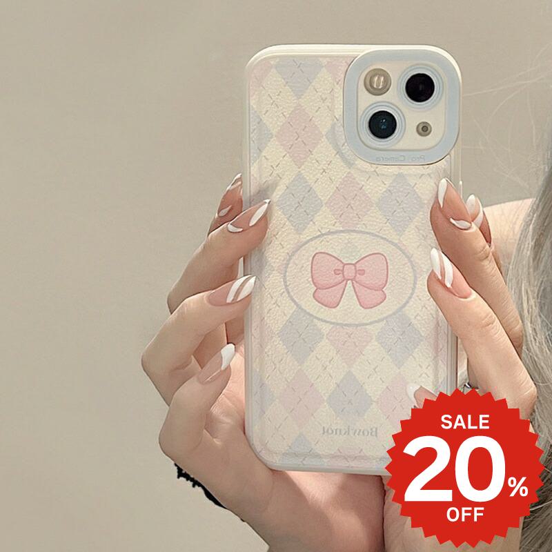 Rakuten - iphone14 ケース 韓国 かわいい iphone13 ケース iphone14pro iphone13 pro iphone12 mini ケース iphone11 アイフォン iPhone ケース iphonese ケース かわいい おしゃれ TPU アーガイル リボン りぼん パステル シンプル レディース