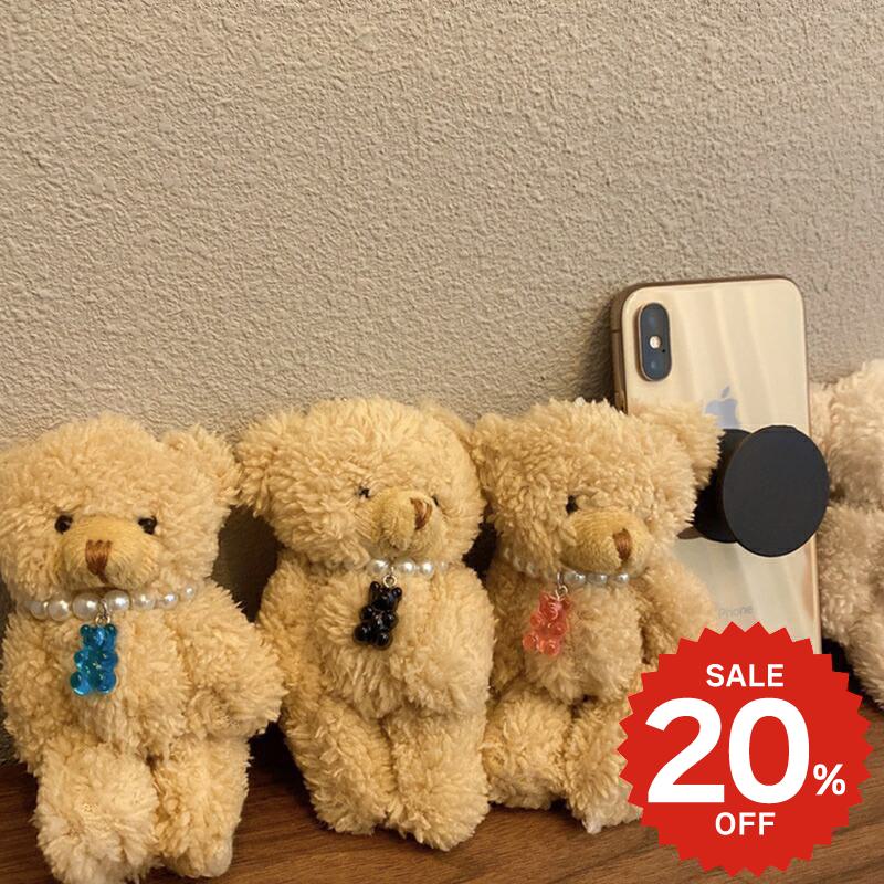 Rakuten - スマホグリップ かわいい MagSafe マグネット 韓国 スマホリング マグセーフ おしゃれ グリップトック シンプル くま ベアー 人形 ドール もこもこ 大きめ