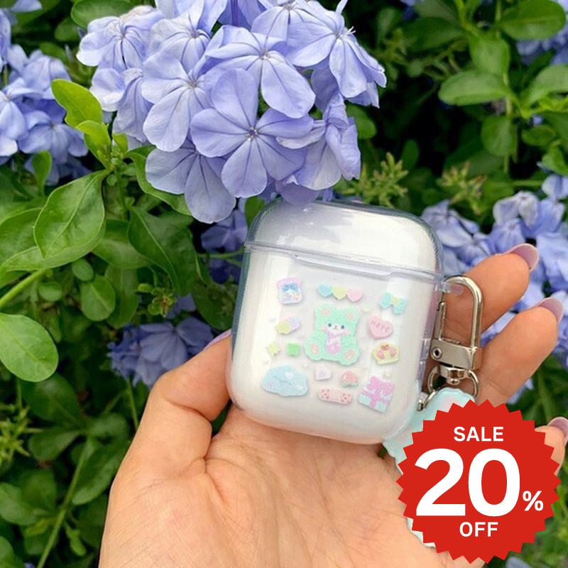 Rakuten - airpods ケース 韓国 airpods proケース おしゃれ 第2世代 ケース カバー airpods 2 3 第3世代 第1世代 第2世代対応 カラフルクマクリアケース クリア カバー 大人 女性