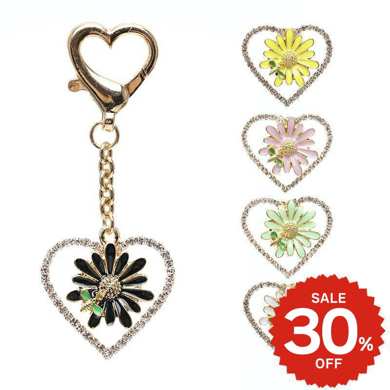 【楽天スーパーSALE 30%OFF】 バッグ用 財布用 小物用 チャーム キーリング キーホルダー ハートフックマーガレットモチーフチャーム ハート 花 デイジー パステル おしゃれ かわいい ONLYOU オンリーユー