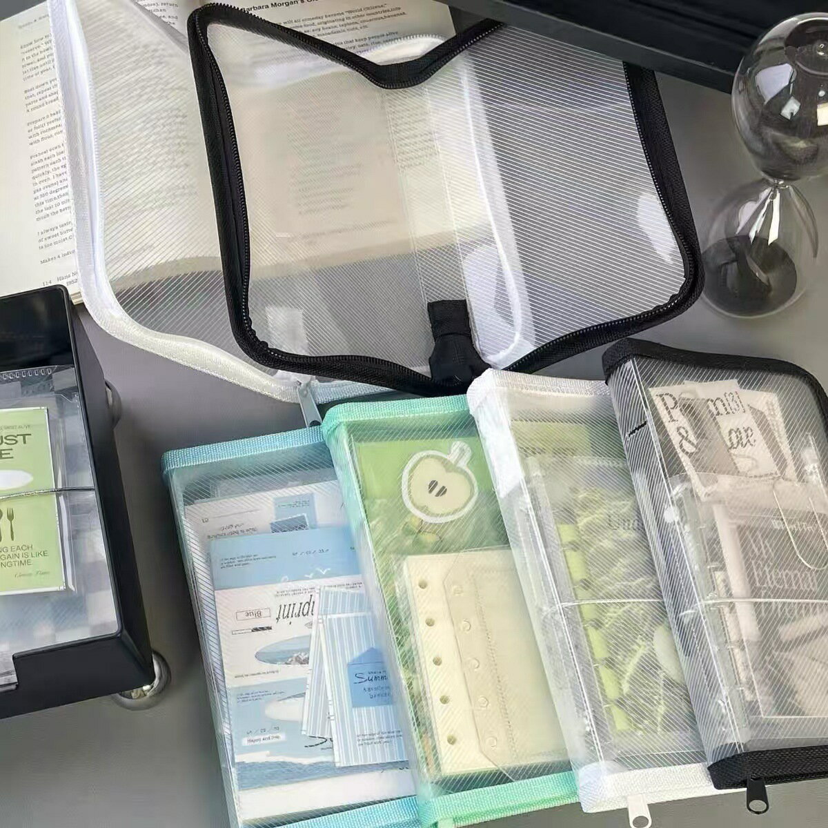 ツイル透明収納バッグ A6 カットフィルムステッカー収納袋 ノートの素材 単色 シンプルさ 新鮮な ペンケース 大容量