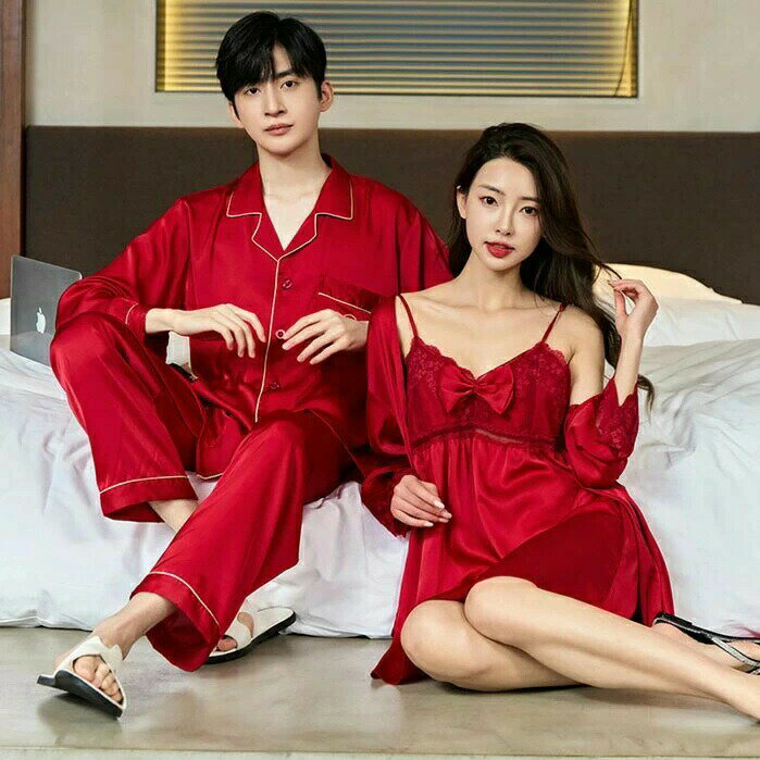 「楽天スーパーSALE」ペア パジャマ 春夏 ルームウェア 上下セット 長袖 前開き レディース メンズ ワンピース 大きいサイズ シルク セットアップ 涼しい 無地 ナイトウェア 部屋着 寝間着 寝巻き かわいい 快適 彼氏 彼女 旅行 結婚祝い 記