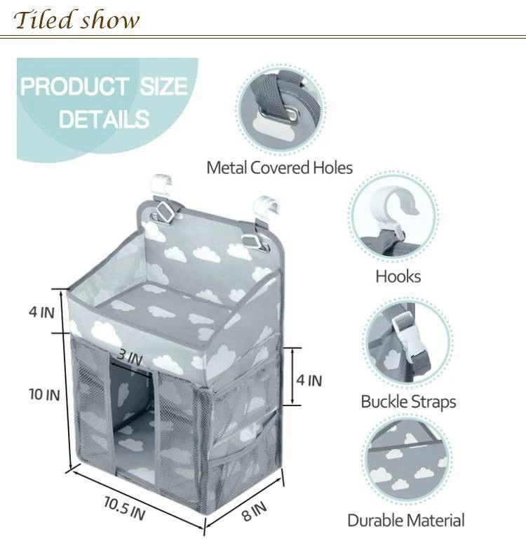 防水性 おむつポーチ ポケット 子供部屋収納 ベビーベッド収納ポケット 片付け おむつ収納袋 吊り袋 おもちゃ収納 大容量 折りたたみ式 哺乳瓶 ハンギング収納袋 個室 多機能　引っ掻き防止 大容量 網状ポケット 折りたたみ式 3