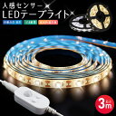 【楽天1位獲得】テープライト 車 センサーライト 庭 5v 防水 屋内 コネクター led照明 usb 3m 人感センサー LED 小型 ledライト 自動点灯 粘着テープ 常夜灯 玄関 階段 廊下 寝室 クローゼット 温白色 屋外 人感センサーライト フットライト 昼光色 3500k 6000k おしゃれ