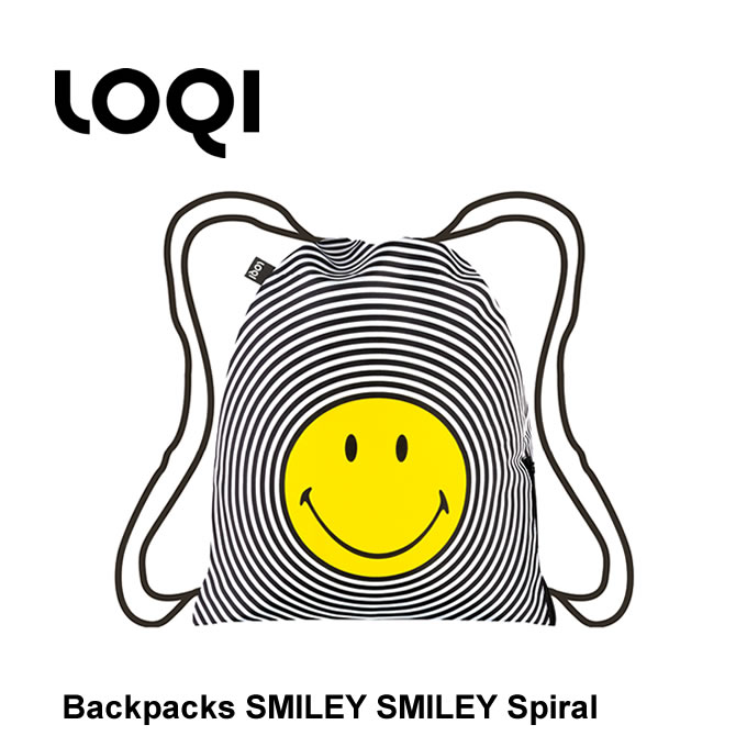 LOQI ローキー バックパック SMILEY Spiral BP.SM.SP ／ リュックサック ナップサック デザイン ドイツ バック 巾着 軽量 旅行 マザーズバッグ レインバッグ ジムバッグ シューズバッグ レディース スマイリー ニコちゃん スマイル