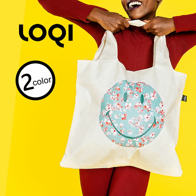 【メール便で送料無料】LOQI ローキー エコバッグ SMILEY Blossom Bag ／ おしゃれ　エコバッグ マイバッグのサムネイル
