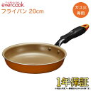 【土日祝もあす楽】evercook ガス専用 フライパン 20cm EGFP20OR ／ 1年保証 evercook エバークック ガス火対応 フライパン 焦げ付きにくい ドウシシャ フッ素コーティング 長持ち 丈夫 オレンジ 軽い 軽量