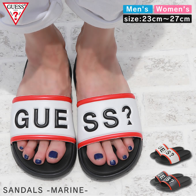 楽天生活雑貨とフライパンのエクリティ【土日祝もあす楽】GUESS シャワーサンダル MARINE ／ サンダル ユニセックス メンズ レディース 男女兼用 ブランド ビーチサンダル アウトドア 歩きやすい おしゃれ シンプル ロゴ インパクト トレンド シャワサン コンフォートサンダル