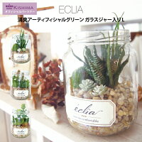 ECLIA 消臭アーティフィシャルグリーン ガラスジャー入り L ／造花 インテリア ミニ フェイクグリーン 観葉植物 Lサイズ 空気清浄 人工観葉植物 消臭 光触媒 CT触媒 花 アレンジ おしゃれ リアル カフェ 玄関 リビング キッチン 北欧