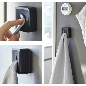 【メール便で送料無料】tower マグネットタオルホルダー タワー ／ Towel holder Square タオルホルダー スクエア 四角 便利 おしゃれ シンプル かわいい タオル掛け キッチン おてふき トイレ 浴室 バスルーム 洗面台 白 黒