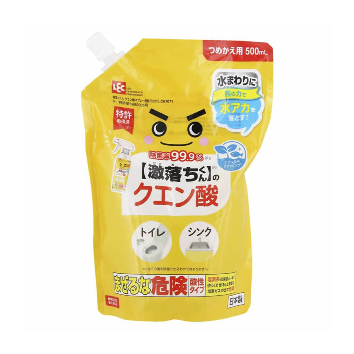 激落ちくん クエン酸 スプレー 詰替 500mL 液体タイプ レック ／ クエン酸 スプレー 詰替 500mL ...