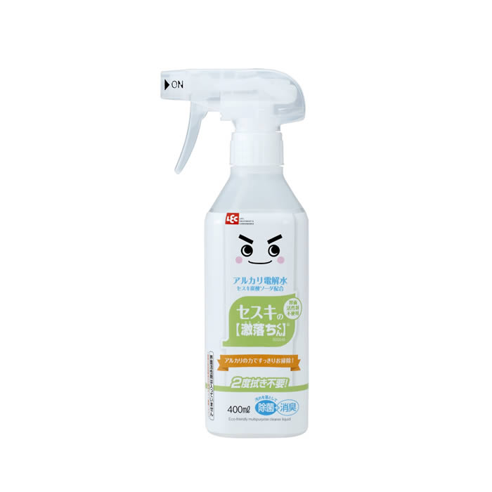 汚れを落として、除菌、消臭！アルカリの力ですっきりお掃除 大ヒット商品「水の激落ちくん」に、セスキ炭酸ソーダのパワーを追加しました。 水なのにパワフル!天然素材だから安心！ アルカリ電解水とセスキ炭酸ソーダのクリーナーです。 水拭きでは取れない汚れを、アルカリイオン(マイナスイオン)が包み込んで浮かせて落とします。 重曹の10倍のアルカリパワーを持っているセスキ炭酸ソーダを配合しているので、油汚れや皮脂汚れに強いです。 界面活性剤を使用していないため、手肌にやさしく排水も汚しません。 キッチンの油汚れやリビングの手あか汚れなど、家中まるごとコレ1本でお掃除できます。 2度拭き不要で手軽に使えます。 界面活性剤不使用なので、洗剤を使いたくない電子レンジや冷蔵庫内、車内のお掃除、ベビー用品やこどものおもちゃ、ペット用品などにも最適です。 ニオイの元となる汚れや雑菌を取り除くので、除菌・消臭効果もあります。商品詳細 商品名アルカリ電解水 セスキの激落ちくん 本体 400ml 激落ちくん スプレー ポイント汚れを落として、除菌、消臭！アルカリの力ですっきりお掃除 大ヒット商品「水の激落ちくん」に、セスキ炭酸ソーダのパワーを追加しました。 水なのにパワフル!天然素材だから安心！ アルカリ電解水とセスキ炭酸ソーダのクリーナーです。 水拭きでは取れない汚れを、アルカリイオン(マイナスイオン)が包み込んで浮かせて落とします。 重曹の10倍のアルカリパワーを持っているセスキ炭酸ソーダを配合しているので、油汚れや皮脂汚れに強いです。 界面活性剤を使用していないため、手肌にやさしく排水も汚しません。 キッチンの油汚れやリビングの手あか汚れなど、家中まるごとコレ1本でお掃除できます。 2度拭き不要で手軽に使えます。 界面活性剤不使用なので、洗剤を使いたくない電子レンジや冷蔵庫内、車内のお掃除、ベビー用品やこどものおもちゃ、ペット用品などにも最適です。 ニオイの元となる汚れや雑菌を取り除くので、除菌・消臭効果もあります。 サイズ約幅9×奥行6×高さ21.5cm メーカーレック 内容量1個 容量約400ml 生産国日本製 ご注意事項お使いのモニターの性能・環境・設定によって、実際の商品と色見が異なる場合がございます。