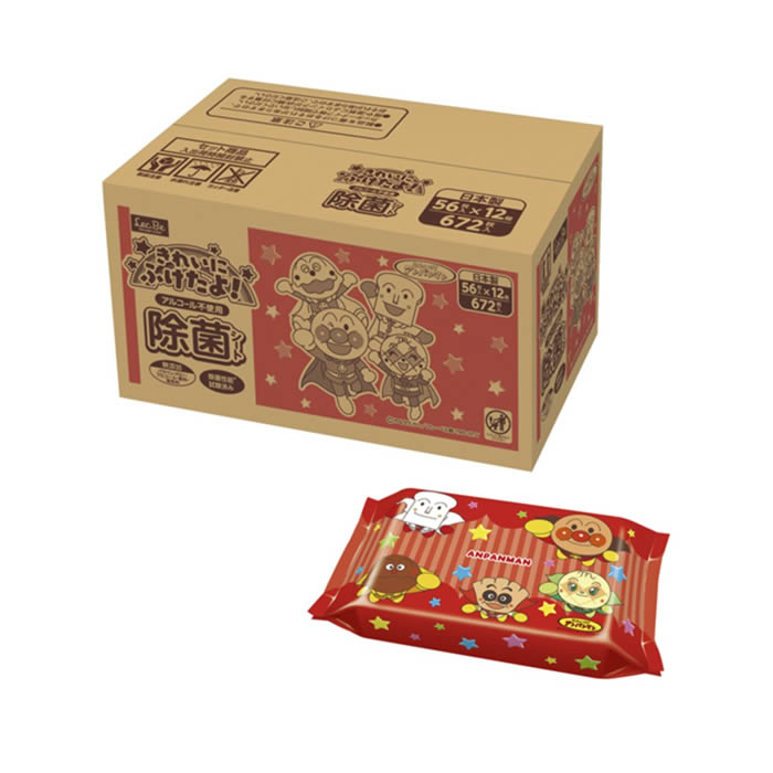 拭くだけで身のまわり品を簡単除菌 拭くだけでテーブルまわりや身のまわり品の除菌ができます。 56枚入り×12個組です。 手や指の汚れ落としにも使えます。 パラベン・PG・アルコール・香料・着色料無添加です。 オープンシートにはシートが取り出しやすい便利なオーバーストップ機能が付いています。商品詳細 商品名除菌シート ノンアルコール 56枚×12個組 アンパンマン 品番：A00332 ポイント拭くだけで身のまわり品を簡単除菌 拭くだけでテーブルまわりや身のまわり品の除菌ができます。 56枚入り×12個組です。 手や指の汚れ落としにも使えます。 パラベン・PG・アルコール・香料・着色料無添加です。 オープンシートにはシートが取り出しやすい便利なオーバーストップ機能が付いています。 サイズ約横18×縦14cm 素材ポリエステル、レーヨン メーカーレック 内容量56枚入×12個 生産国日本製 ご注意事項お使いのモニターの性能・環境・設定によって、実際の商品と色見が異なる場合がございます。