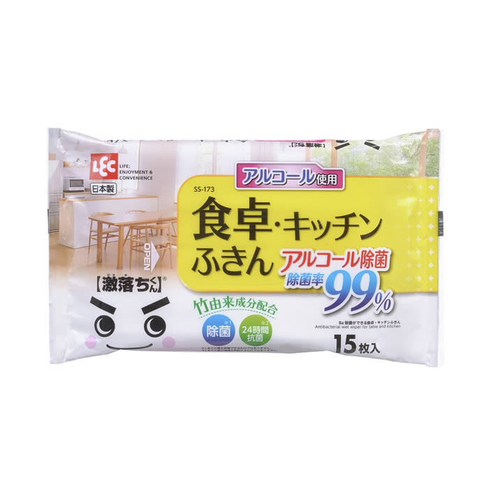 天然由来成分でしっかり除菌するキッチンシート 天然由来成分配合の除菌シートです。 大判で厚手のシートなので、使い捨ての台拭きとしても便利です。商品詳細 商品名除菌ができる 食卓・キッチンふきん 15枚入 品番：SS-173 ポイント天然由来成分でしっかり除菌するキッチンシート 天然由来成分配合の除菌シートです。 大判で厚手のシートなので、使い捨ての台拭きとしても便利です。 サイズ約横30×縦20cm 素材ポリエステル、レーヨン メーカーレック 内容量15枚 生産国日本製 ご注意事項お使いのモニターの性能・環境・設定によって、実際の商品と色見が異なる場合がございます。