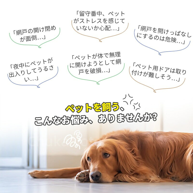 CHUKANOTEのペットドア 網戸専用 網戸用ペットの出入り口 キャットドア 猫、小型犬 取付簡単 挿し込む式ドア ペット出入り口 磁石設計 ロック付き 挿し込む式ドア 自由に出入 開閉自由 足跡型｜アングル2