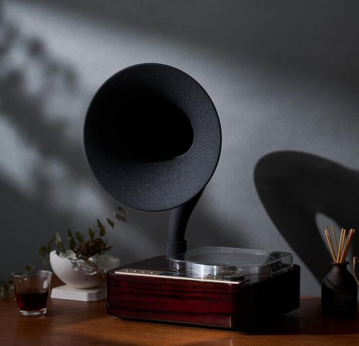 【新品】木目ORIONアンティークホーンスピーカー SMS4BTCT Bluetooth CD FMラジオ USB MP3 金属製ホーン 管楽器 高級感 曲線...