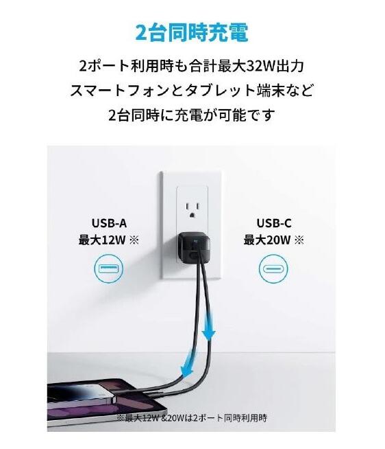 株式会社ECメゾンの【新品】Anker 充電器 Anker 323 Charger (33W) ブラック A2331N11 iPhoneやMacBook Airに急速充電｜アングル3