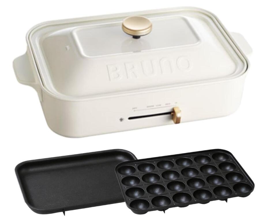 Rakuten - 【新品】BRUNO コンパクトホットプレート ホワイト 平面 たこ焼き プレート セット BOE021-WH