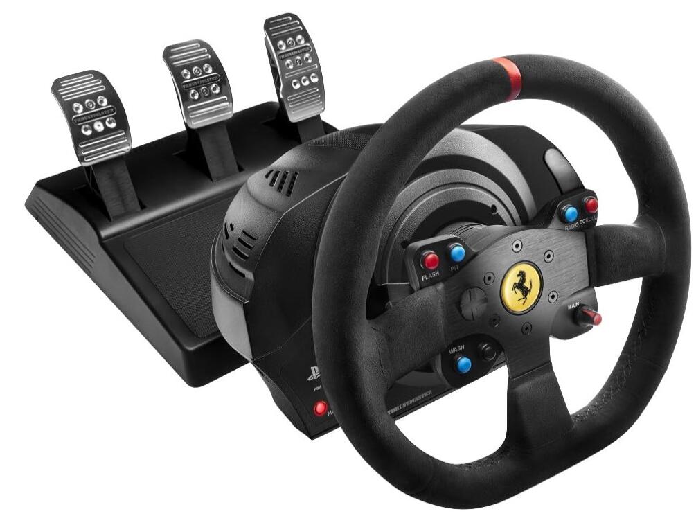 Thrustmaster スラストマスター ハンコン T300 Ferrari Integral Racing Wheel Alcantara Edition PS5 PS4 PC ハンドルコントローラー レーシングゲーム フォースフィードバックシステム アルカンターララッピング ブラック