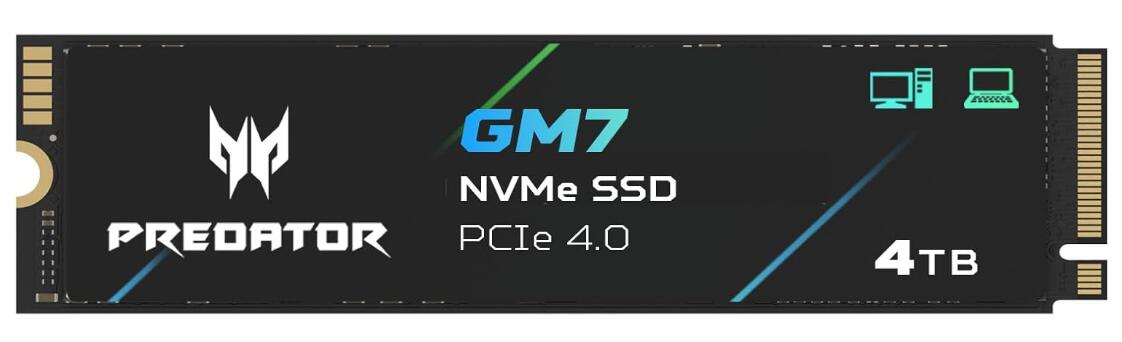 【新品】Acer Predator M.2 SSD 4TB GM7 NVMe2.0 2280 PCIe Gen4×4 超高速(最大読み取り：7400MB/s、最大書き込み：6500MB/s) 内蔵SSD 高耐久 3D NAND TLC PS5/PS5 Pro