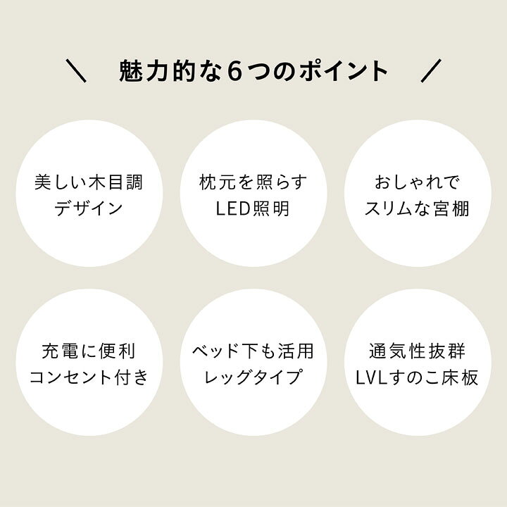 【ポイント5倍★7月4日20時〜11日2時迄】ベッド シングル セミダブル ダブル 木目調 棚付き フレームのみ ライト 照明 ベッドフレーム スリム棚 LED コンセント付き 棚 スノコベッド [3]