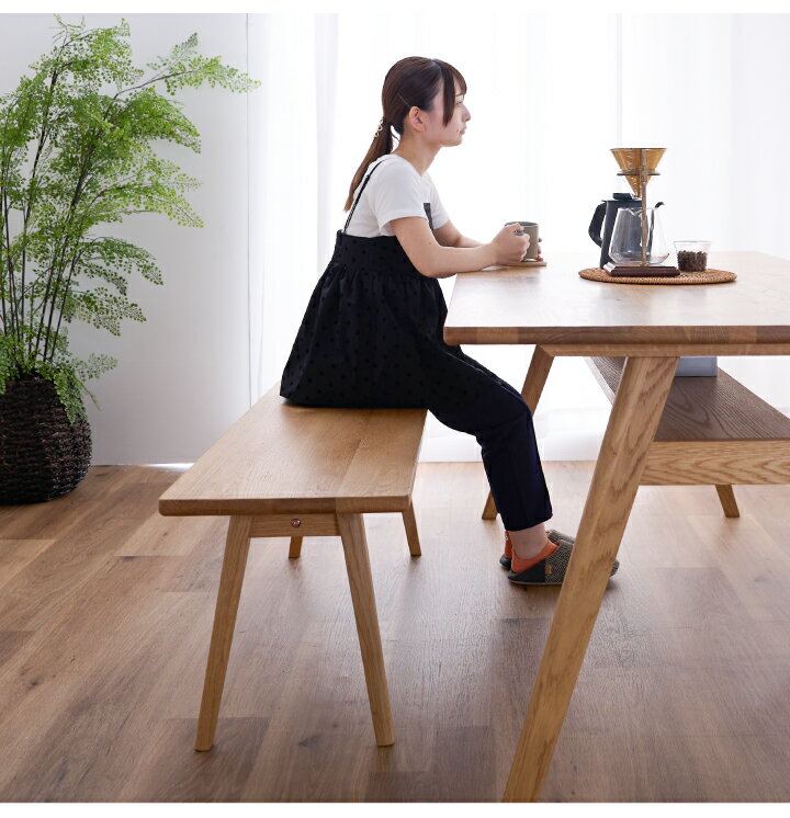 【ポイント5倍★7月19日20時〜26日2時迄】ダイニングベンチ ベンチチェア ベンチ 幅105 2人掛け 天然木 オーク 無垢材 食卓ベンチ ナチュラル おしゃれ [3]