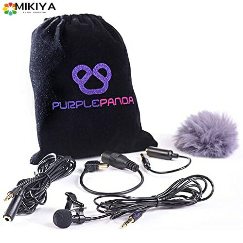 Purple Panda Lavalier Lapelマイクキット-iPhone、iPad、GoPro、DSLR、Zoomと互換性のあるクリップオン全方向性コンデンサーLavマイク (purple panda)